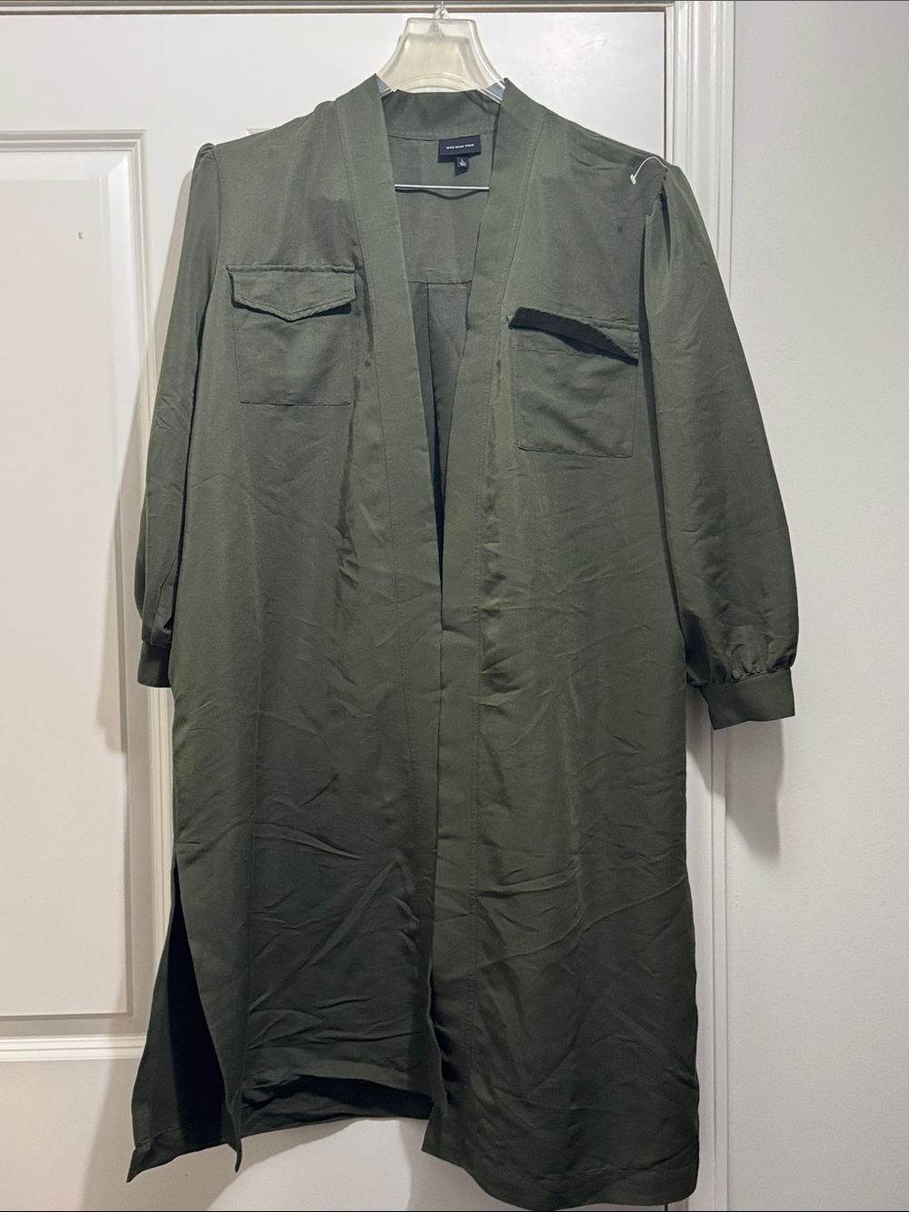 Who What Wear Olive Open-Front Long Top